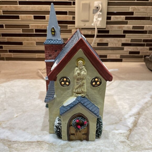 Vintage Dickensville Porcelain Lighted House Church NOMA Christmas Village 1994 - Picture 3 of 14
